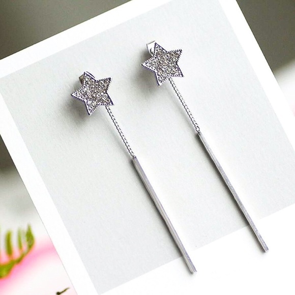 GlitzBlitz Boutique Jewelry - Any 2/$20! Silver Crystal Pave Stars w/Bar Jackets